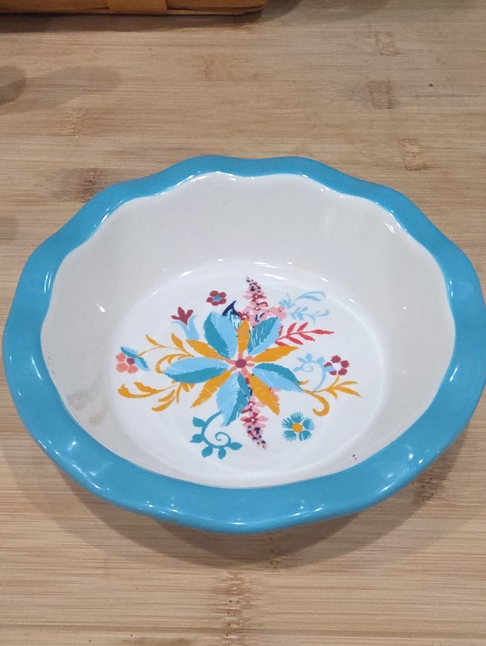 Blue Floral Ceramic Serving Bowl